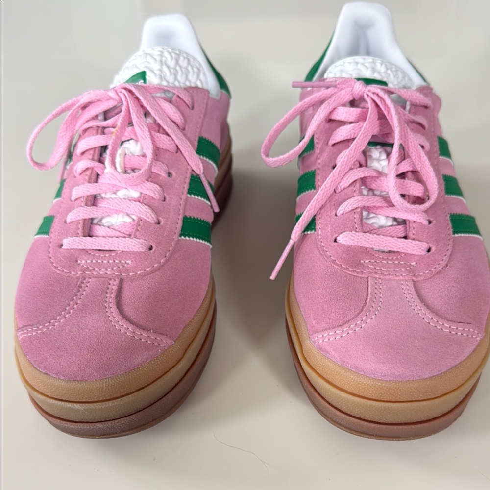 adidas Pink and Green Gazelle Bold Shoes